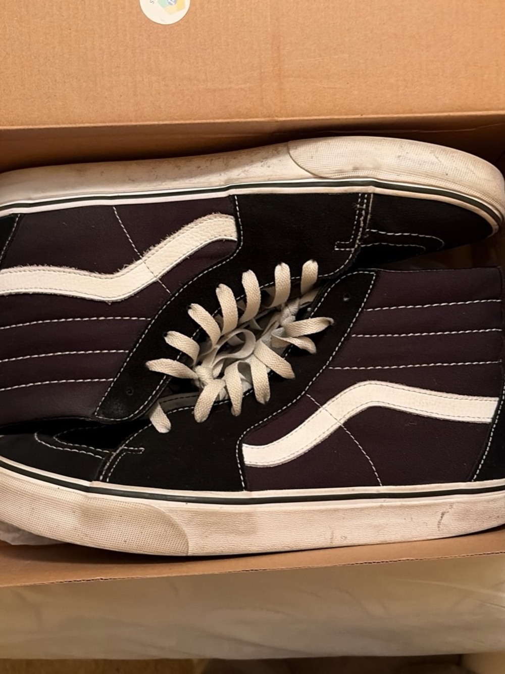 Vans Black High-Top Skate Sneakers with White Stripe